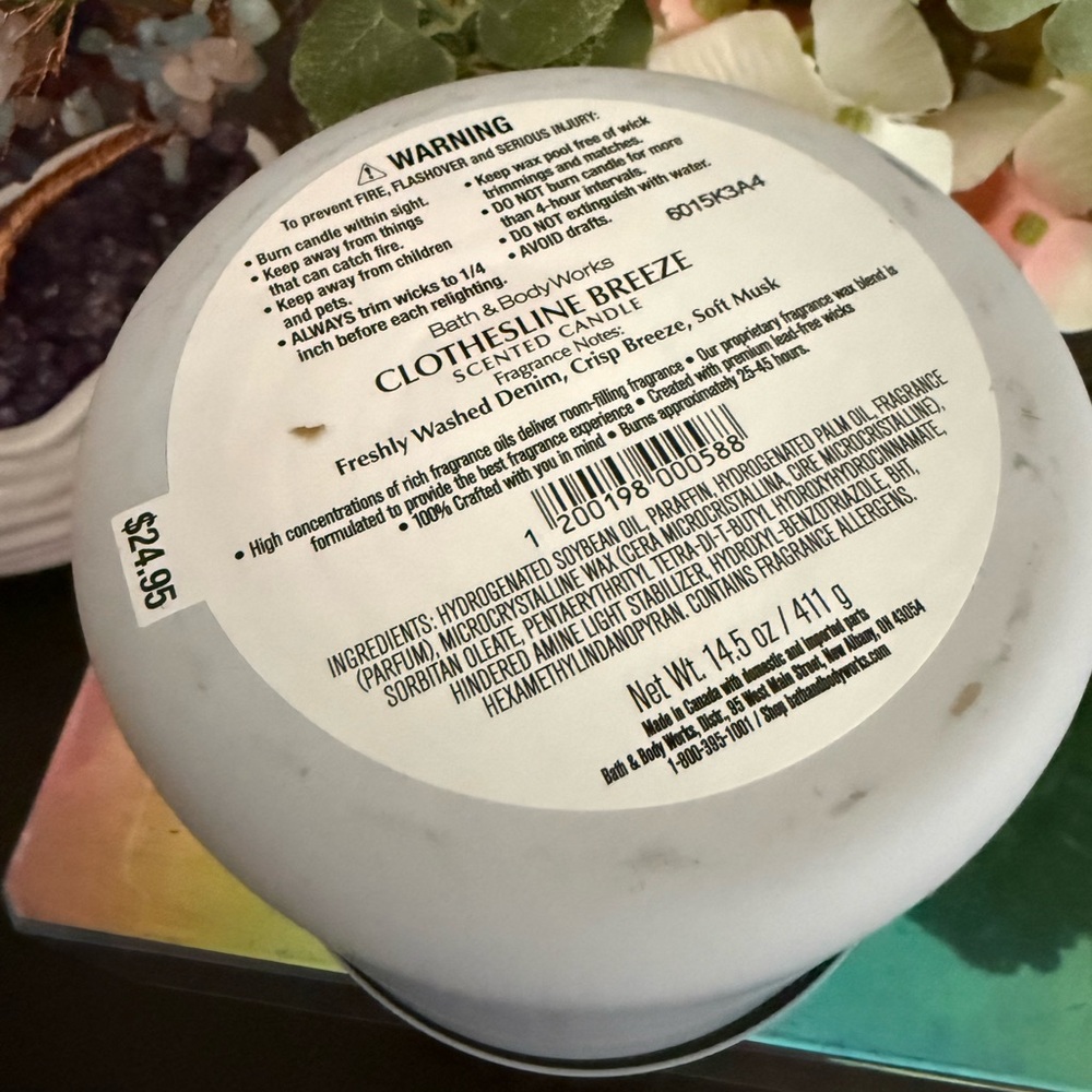 🆕🌬️ BATH & BODY WORKS “CLOTHESLINE BREEZE” 3-WICK CANDLE. NEW. SOY WAX BLEND - Picture 5 of 5